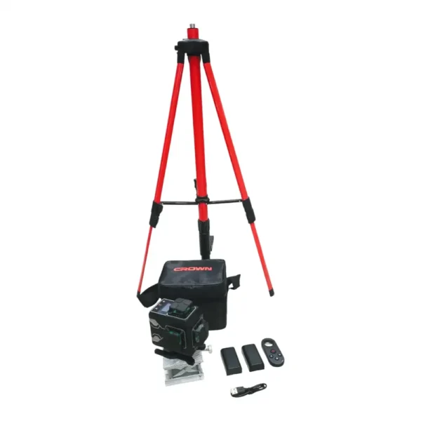2107251753090414687e096e6c095 جهاز ضبط المستوى بالليزر niveau laser 4D Avec Perche 5m CROWN CT44150